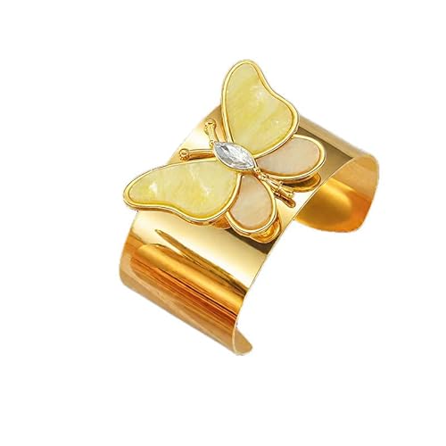 Joievievie Großes Armband, offen, Schmetterling, aus Edelstahl, 18 K, Modeschmuck, Geschenk für Damen, Edelstahl Joievievie Großes Armband, offen, Schmetterling, aus Edelstahl, 18 K, Modeschmuck, Geschenk für Damen, Edelstahl von Joievievie