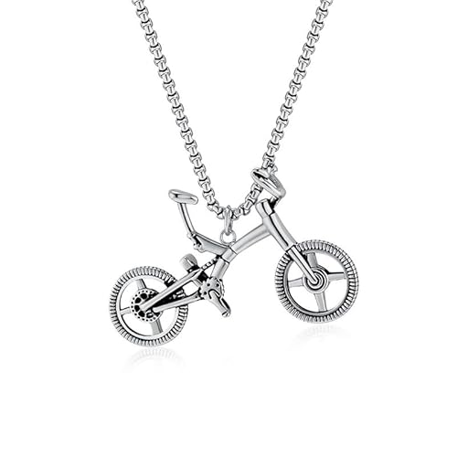 Joievievie Halskette mit Anhänger Fahrrad Fahrrad Radsport Fitness Schmuck Herren Damen, Edelstahl von Joievievie