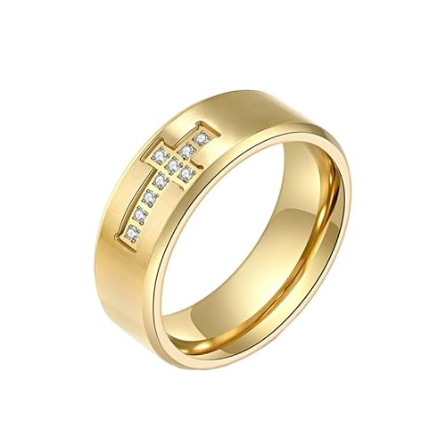 Joievievie Kreuzring aus Zirkonia, Kruzifix, graviert, Edelstahl, Schmuck für Herren, Edelstahl Joievievie Kreuzring aus Zirkonia, Kruzifix, graviert, Edelstahl, Schmuck für Herren, Edelstahl von Joievievie
