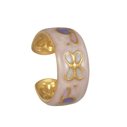 Joievievie Offener Ring, Blume, emailliert, aus Edelstahl, künstlerisch, für Damen und Mädchen, Edelstahl von Joievievie