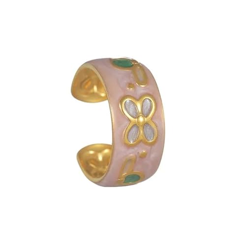 Joievievie Offener Ring, Blume, emailliert, aus Edelstahl, künstlerisch, für Damen und Mädchen, Edelstahl von Joievievie