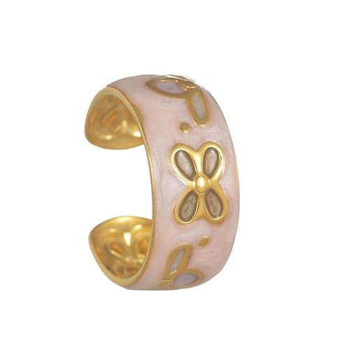 Joievievie Offener Ring, Blume, emailliert, aus Edelstahl, künstlerisch, für Damen und Mädchen, Edelstahl Joievievie Offener Ring, Blume, emailliert, aus Edelstahl, künstlerisch, für Damen und Mädchen, Edelstahl von Joievievie