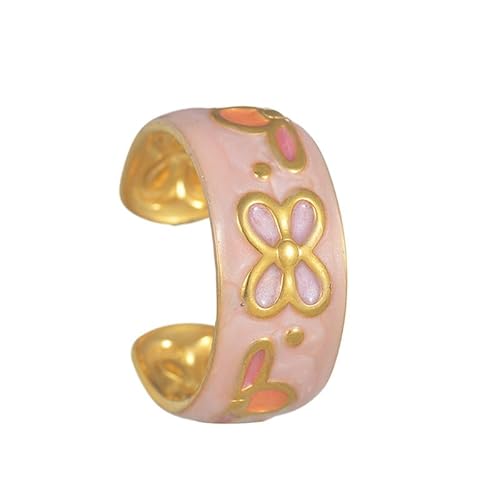 Joievievie Offener Ring, Blume, emailliert, aus Edelstahl, künstlerisch, für Damen und Mädchen, Edelstahl Joievievie Offener Ring, Blume, emailliert, aus Edelstahl, künstlerisch, für Damen und Mädchen, Edelstahl von Joievievie