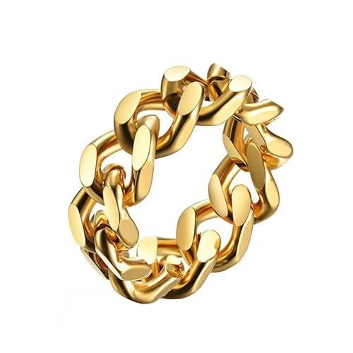 Joievievie Ring Kette Kubanische Glieder Biker vergoldet Schwarz Silber Gold Schmuck Herren Damen, Edelstahl Joievievie Ring Kette Kubanische Glieder Biker vergoldet Schwarz Silber Gold Schmuck Herren Damen, Edelstahl von Joievievie