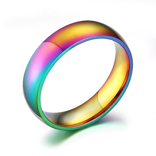 Joievievie Ring für Herren und Damen, Regenbogen, bunt, schwul, lesbisch, LGBT, Ehering, Hochzeitsschmuck, Rostfreier Edelstahl von Joievievie