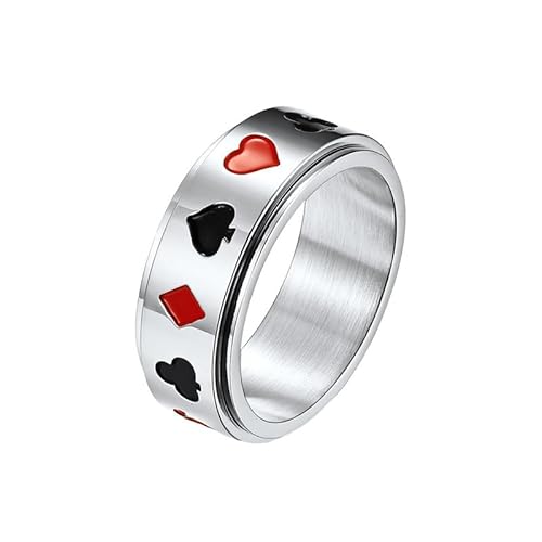 Joievievie Rotierender Ring Poker Spielkarten Pique Herz Ehering Schmuck Herren, Rostfreier Edelstahl Joievievie Rotierender Ring Poker Spielkarten Pique Herz Ehering Schmuck Herren, Rostfreier Edelstahl von Joievievie