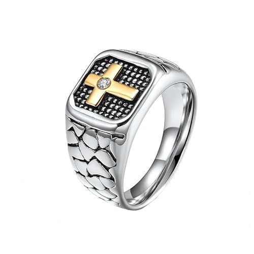 Joievievie Siegelring, quadratisch, Kreuz, Kreuz, Zirkonia, christlicher Schmuck, Herren, Größe 57, Edelstahl Joievievie Siegelring, quadratisch, Kreuz, Kreuz, Zirkonia, christlicher Schmuck, Herren, Größe 57, Edelstahl von Joievievie