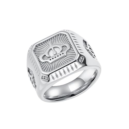 Joievievie Siegelring für Herren, Königskrone aus Edelstahl, Herrenschmuck, Edelstahl Joievievie Siegelring für Herren, Königskrone aus Edelstahl, Herrenschmuck, Edelstahl von Joievievie