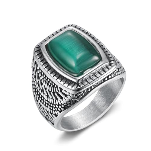 Joievievie Siegelring für Herren, mit grünem Stein, Gravur, rechteckig, Retroschmuck, Edelstahl Joievievie Siegelring für Herren, mit grünem Stein, Gravur, rechteckig, Retroschmuck, Edelstahl von Joievievie