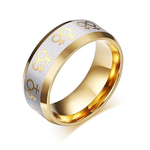 Joievievie Vergoldeter Ring mit Symbol der Weiblichkeit Venus Schwester Pride Lesbisch LGBT matt Schmuck Ring für Frauen, Edelstahl Joievievie Vergoldeter Ring mit Symbol der Weiblichkeit Venus Schwester Pride Lesbisch LGBT matt Schmuck Ring für Frauen, Edelstahl von Joievievie