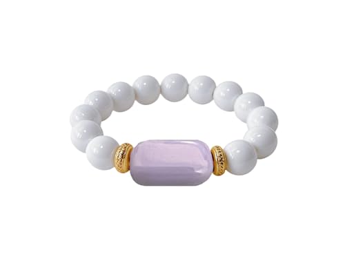 Joievievie Verstellbarer Ring aus weißer Keramikperle, Sterling-Silber 925, vergoldet, elastischer Ring, elegant, für Damen und Mädchen, Keramik Joievievie Verstellbarer Ring aus weißer Keramikperle, Sterling-Silber 925, vergoldet, elastischer Ring, elegant, für Damen und Mädchen, Keramik von Joievievie