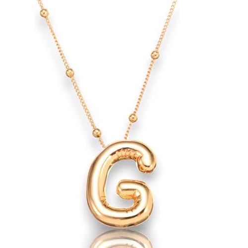 Joiigaem Halskette mit Anfangsbuchstaben für Frauen, 14 Karat vergoldet, Alphabet 26 A-Z, Ballon, zierliche, geschwollene Kette, Anhänger, Halskette, trendiger Name, personalisiertes Schmuckgeschenk von Joiigaem