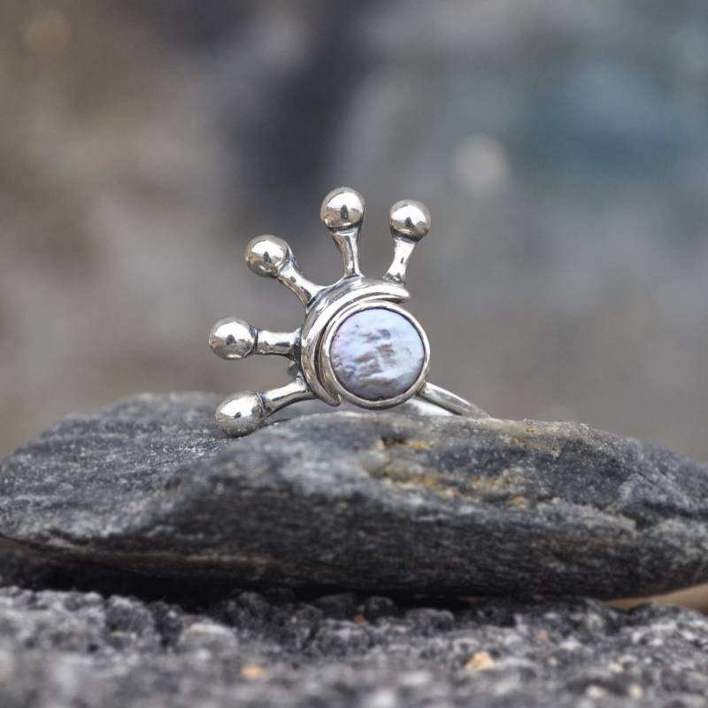 Handgemachte Sterling Silber Perle Ring Einstellbare, Wunderliche Schmuck Handgemachte Sterling Silber Perle Ring Einstellbare, Wunderliche Schmuck von JoinJewels