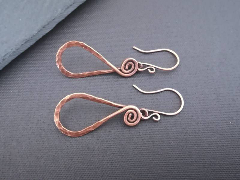 Kupfertropfen Ohrringe, 4, 5 cm Spirale, Tropfen Elegantes Schmuck Geschenk Für Frauen, Leichte Ohrringe von Joinhas