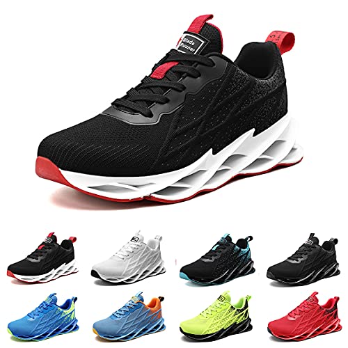 snugnap Sneaker Herren Damen Laufschuhe Sportschuhe Turnschuhe Freizeitschuhe Joggingschuhe Bequeme Fitness Running Schuhe Walkingschuhe Outdoor Straßenlaufschuhe Schwarz Weiß G33BlackRed42 von snugnap