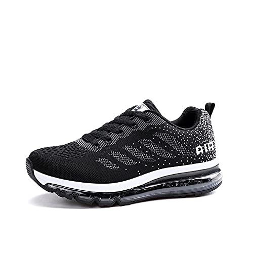 snugnap Sneaker Herren Damen Laufschuhe Sportschuhe Turnschuhe Joggingschuhe Freizeitschuhe Bequeme Fitness Running Schuhe Walkingschuhe Atmungsaktiv Straßenlaufschuhe Schwarz Weiß 833BlackWhite-38 von snugnap