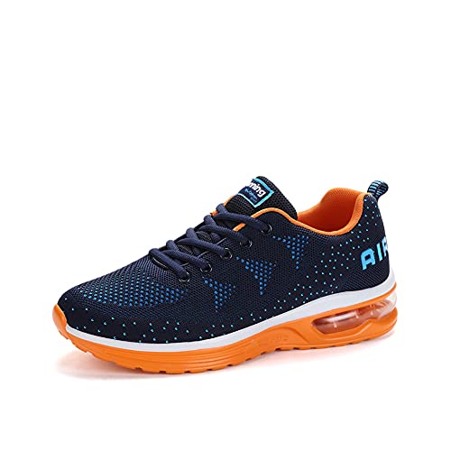 snugnap Sneaker Herren Damen Laufschuhe Sportschuhe Turnschuhe Joggingschuhe Freizeitschuhe Bequeme Fitness Running Schuhe Walkingschuhe Atmungsaktiv Straßenlaufschuhe Schwarz Weiß 835OrangeBlue-43 von snugnap