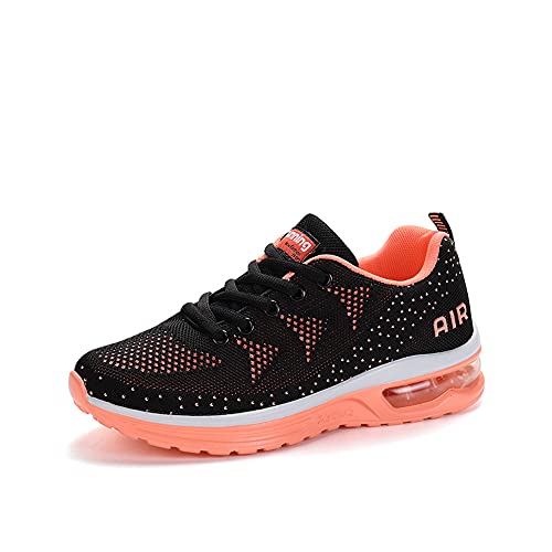 snugnap Sneaker Herren Damen Laufschuhe Sportschuhe Turnschuhe Joggingschuhe Freizeitschuhe Bequeme Fitness Running Schuhe Walkingschuhe Atmungsaktiv Straßenlaufschuhe Schwarz Weiß 835PinkBlack-42 von snugnap