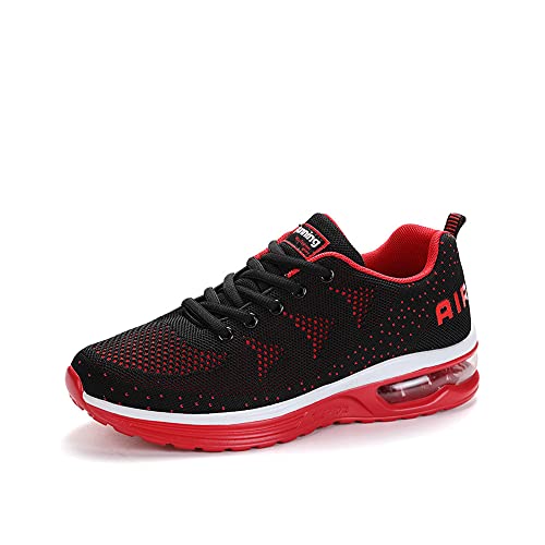 snugnap Sneaker Herren Damen Laufschuhe Sportschuhe Turnschuhe Joggingschuhe Freizeitschuhe Bequeme Fitness Running Schuhe Walkingschuhe Atmungsaktiv Straßenlaufschuhe Schwarz Weiß 835RedBlack-45 von snugnap