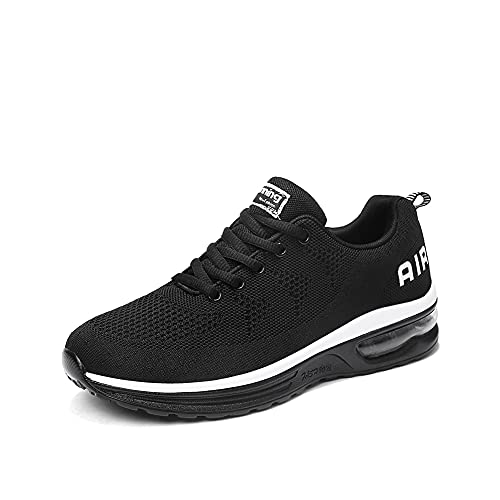 snugnap Sneaker Herren Damen Laufschuhe Sportschuhe Turnschuhe Joggingschuhe Freizeitschuhe Bequeme Fitness Running Schuhe Walkingschuhe Atmungsaktiv Straßenlaufschuhe Schwarz Weiß 835WhiteBlack-42 von snugnap