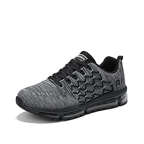 snugnap Sneaker Herren Damen Laufschuhe Sportschuhe Turnschuhe Joggingschuhe Freizeitschuhe Bequeme Fitness Running Schuhe Walkingschuhe Atmungsaktiv Straßenlaufschuhe Schwarz Weiß 877Grey-42 von snugnap