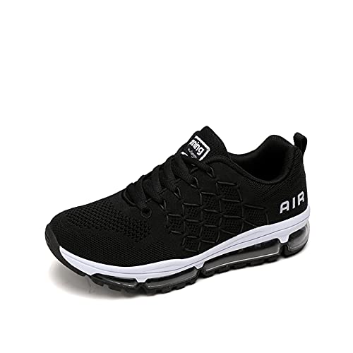 snugnap Sneaker Herren Damen Laufschuhe Sportschuhe Turnschuhe Joggingschuhe Freizeitschuhe Bequeme Fitness Running Schuhe Walkingschuhe Atmungsaktiv Straßenlaufschuhe Schwarz Weiß 877Black-39 von snugnap