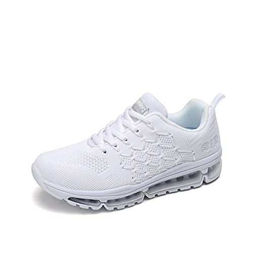 snugnap Sneaker Herren Damen Laufschuhe Sportschuhe Turnschuhe Joggingschuhe Freizeitschuhe Bequeme Fitness Running Schuhe Walkingschuhe Atmungsaktiv Straßenlaufschuhe Schwarz Weiß 877White-40 von snugnap