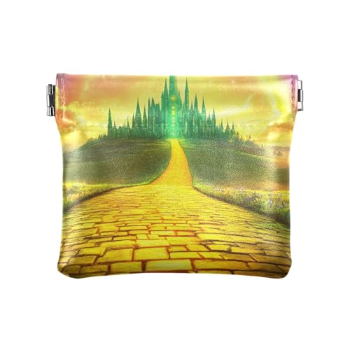 Bright Path Münztasche, Damen, schmal, Leder, Gelb / Grün, Bright Path Gelb Grün, 4.33x3.74In, Bright Path Gelb Grün von Joitme