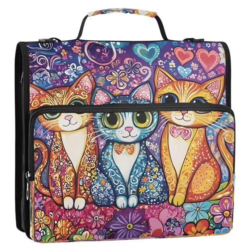 Bunte Katzen-Ordner, Ordner, Organizer, Reißverschluss, Ordner mit Gurt, Ordner für die Schule Bunte Katzen-Ordner, Ordner, Organizer, Reißverschluss, Ordner mit Gurt, Ordner für die Schule von Joitme