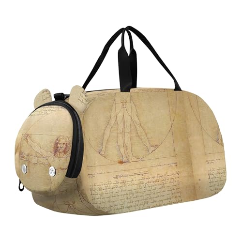 Caravaggio Korb Obst Duffle Taschen für Reisen Tote Weekender Übernachtung Handgepäck Duffel für Jungen mit Schuhfach, Leonardo da Vinci Vitruvian Man, Classic von Joitme