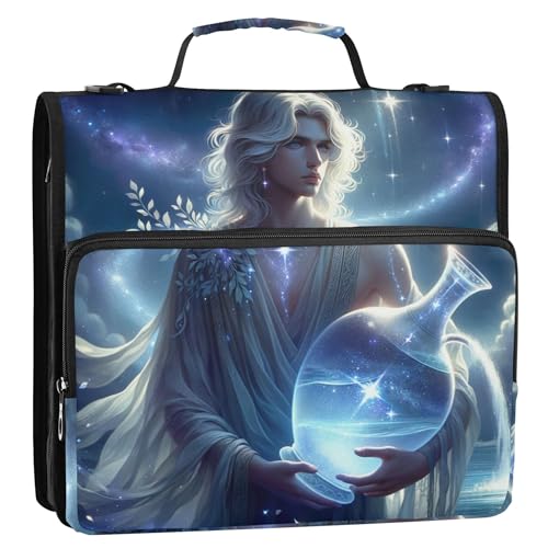 Celestial Aquarius Ordner mit Reißverschluss, mit Schultergurt, 3 Ringe, für Mittelschule, Blau Celestial Aquarius Ordner mit Reißverschluss, mit Schultergurt, 3 Ringe, für Mittelschule, Blau von Joitme