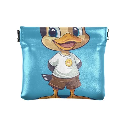 Chic Duck Blue Kleine Münztasche, Mini Geldbörse Damen, Münzbörse Leder, Chic Duck Blue, 4.33x3.74In, Chic Duck Blue von Joitme