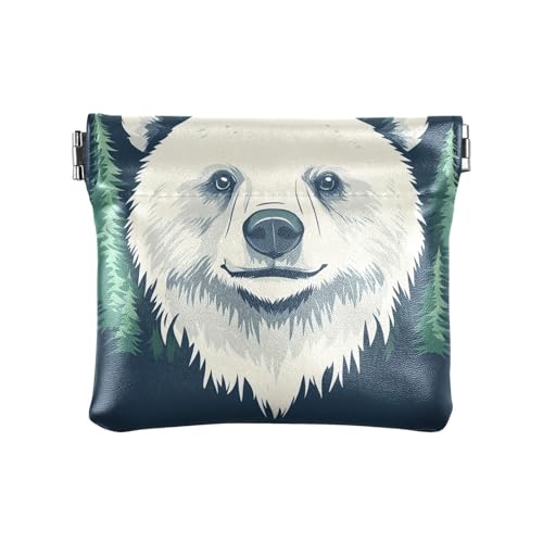 Forest Bear dunkelblaue Geldbörse Münzbörse Leder winzige Münztasche, Waldbär Dunkelblau, 4.33x3.74In, Waldbär Dunkelblau von Joitme