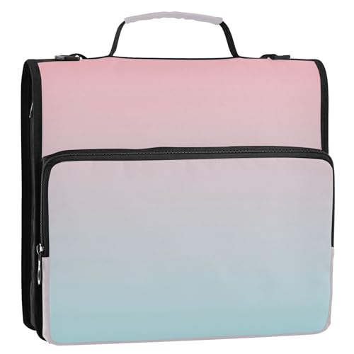 Große 3,8 cm große Ordner mit 3 Ringen, strapazierfähig, Blush Pink / Blau, Farbverlauf, Reißverschluss, Organizer, Portfolio und Etui, Ringordnerhalter, Tasche mit Gurt für die Schule Große 3,8 cm große Ordner mit 3 Ringen, strapazierfähig, Blush Pink / Blau, Farbverlauf, Reißverschluss, Organizer, Portfolio und Etui, Ringordnerhalter, Tasche mit Gurt für die Schule von Joitme