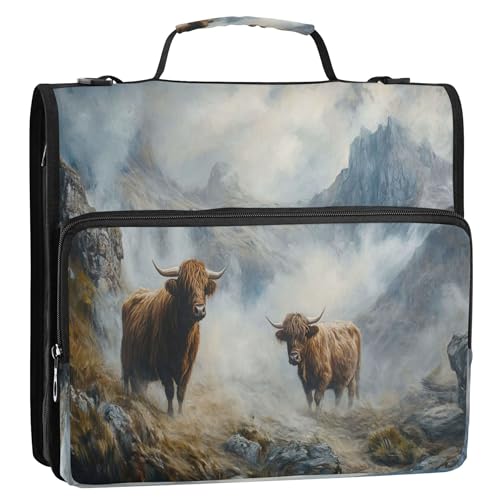 Highland Cattle Ordner-Organizer, Reißverschluss, 3 Ringe, Grau Highland Cattle Ordner-Organizer, Reißverschluss, 3 Ringe, Grau von Joitme