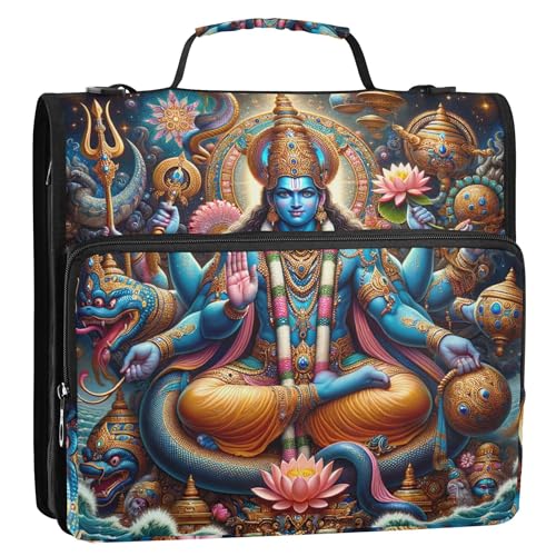 Hindu Multi Armed God Lotus 3,8 cm 3-Ring-Ordner, robuster Ordner, Reißverschluss, Organizer mit Gurt, Mittelschultasche, mehrere Taschen, große Portfolio-Mappe Hindu Multi Armed God Lotus 3,8 cm 3-Ring-Ordner, robuster Ordner, Reißverschluss, Organizer mit Gurt, Mittelschultasche, mehrere Taschen, große Portfolio-Mappe von Joitme