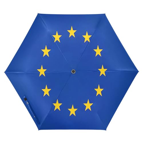 Joitme Leichter Regenschirm mit Europa-Flagge, kompakter Regenschirm, Polyester-Regenschirm von Joitme