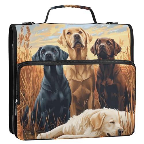 Labrador Retriever Hunde-Ordner mit 3 Ringen, 3,8 cm, D-Ring, Reißverschluss, Organizer, Schulbinder, Tasche mit Schultergurt, Portfolio und Etui, Ringordnerhalter Labrador Retriever Hunde-Ordner mit 3 Ringen, 3,8 cm, D-Ring, Reißverschluss, Organizer, Schulbinder, Tasche mit Schultergurt, Portfolio und Etui, Ringordnerhalter von Joitme