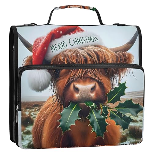 Lustiger Ordner-Organizer mit Reißverschluss, 3,8 cm, D-Ring, Hochlandkuh, Weihnachtsgeschenke, Aufbewahrungsmappe mit Griff, Ordner mit Gurt, Mittelschultasche Lustiger Ordner-Organizer mit Reißverschluss, 3,8 cm, D-Ring, Hochlandkuh, Weihnachtsgeschenke, Aufbewahrungsmappe mit Griff, Ordner mit Gurt, Mittelschultasche von Joitme