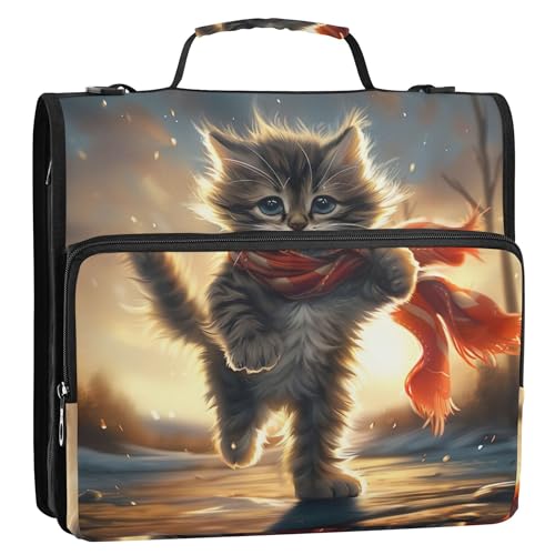 Lustiger Organizer mit Reißverschluss, 3 Ringbücher, 3,8 cm, D-Ring, Schulmappe mit Schultergurt, mehrere Taschen, große Portfolio-Mappe von Joitme