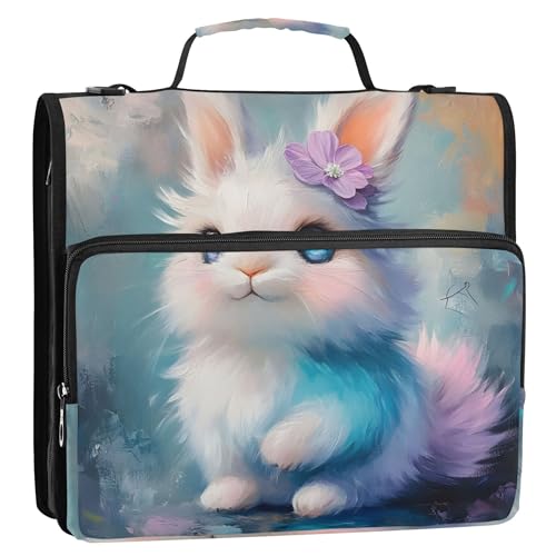 Ordner-Organizer mit Reißverschluss, pastellfarben, Kaninchen, niedlich, 3,8 cm, 3-Ring-Ordner, D-Ring, Reise, Schule, Ordner, Tasche mit Schultergurt, mehrere Taschen, große Portfolio-Mappe Ordner-Organizer mit Reißverschluss, pastellfarben, Kaninchen, niedlich, 3,8 cm, 3-Ring-Ordner, D-Ring, Reise, Schule, Ordner, Tasche mit Schultergurt, mehrere Taschen, große Portfolio-Mappe von Joitme