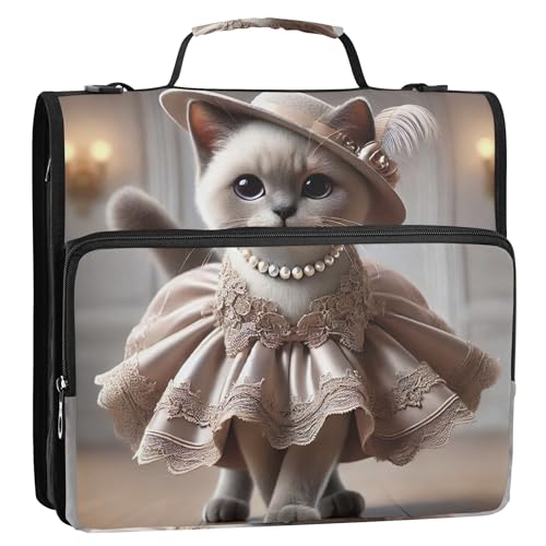 Ordner mit 3 Ringen und süßem Kätzchen, 3,8 cm, robust, mit Reißverschluss, Organizer mit Gurt, mittlere Schultasche, Aufbewahrungsmappe mit Griff Ordner mit 3 Ringen und süßem Kätzchen, 3,8 cm, robust, mit Reißverschluss, Organizer mit Gurt, mittlere Schultasche, Aufbewahrungsmappe mit Griff von Joitme