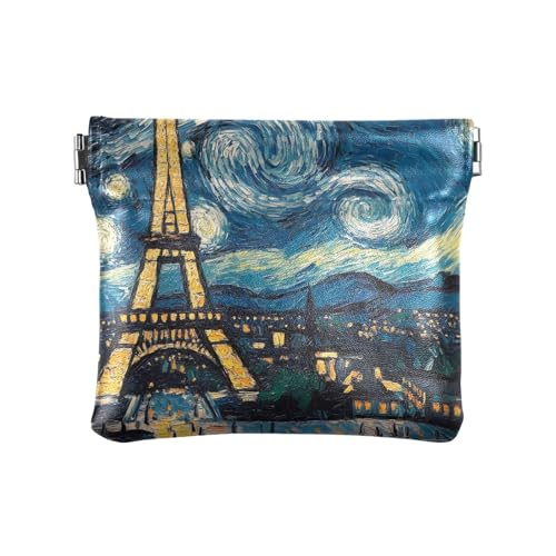 Paris Eiffeltuch Sternennacht Beutelgeldbörse Damen Geldbörse klein Damen Geldbörse Slim, Paris Eiffel Handtuch Sternennacht, 4.33x3.74In, Paris Eiffel Handtuch Sternennacht von Joitme