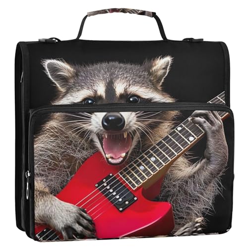 Raccoon Guitar Rock Funny 3 Ring Binders 1.5 Inch D Ring Zippered Binder Organizer Keeper Binder Bag with Strap for School Portfolio Hold 500 Sheets Holder Raccoon Guitar Rock Funny 3 Ring Binders 1.5 Inch D Ring Zippered Binder Organizer Keeper Binder Bag with Strap for School Portfolio Hold 500 Sheets Holder von Joitme