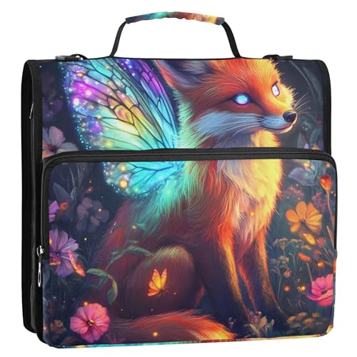 Rainbow Fox Butterfly Floral Zipper Binder Organizer 1 1/2 Inch 3 Ring Binders D Ring Middle School Binder Bag with Strap Storage Portfolio Folder with Handle Rainbow Fox Butterfly Floral Zipper Binder Organizer 1 1/2 Inch 3 Ring Binders D Ring Middle School Binder Bag with Strap Storage Portfolio Folder with Handle von Joitme