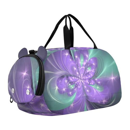Reisetasche für Jungen, Wochenendtasche, Übernachtung, Mädchen, Reisetasche, Reisetasche, Kinder, Fitnessstudio, Duffle, schöner bunter Hahn, Violette Blumensterne, Classic Reisetasche für Jungen, Wochenendtasche, Übernachtung, Mädchen, Reisetasche, Reisetasche, Kinder, Fitnessstudio, Duffle, schöner bunter Hahn, Violette Blumensterne, Classic von Joitme