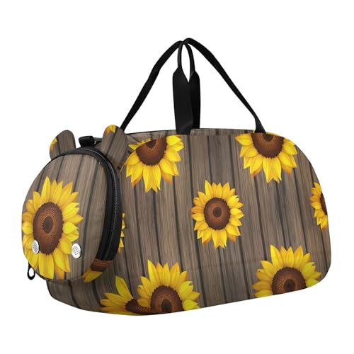 Reisetasche für Mädchen, Motiv: Frühlingsblumen, Lila, für Reisen, Übernachtung, Kleinkinder, Tanzen, Kindergepäck, Handgepäck, für Jungen, Gelbe Sonnenblumen, braunes Holz, Classic Reisetasche für Mädchen, Motiv: Frühlingsblumen, Lila, für Reisen, Übernachtung, Kleinkinder, Tanzen, Kindergepäck, Handgepäck, für Jungen, Gelbe Sonnenblumen, braunes Holz, Classic von Joitme