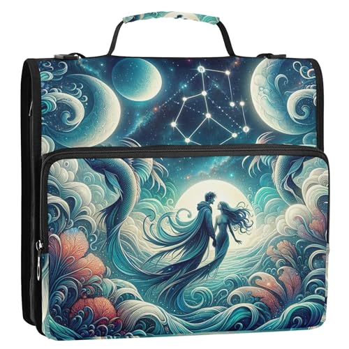 Romantischer Krebs-Ordner mit Reißverschluss, Taschen-Organizer, Blau von Joitme