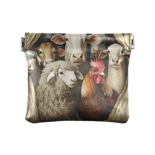 Rustikale Bauernhoffreunde Geldbörse für Damen, klein, klein, Geldbörse für Damen, Rustikale Bauernhoffreunde, Braun, 4.33x3.74In, Rustikale Bauernhoffreunde, Braun von Joitme