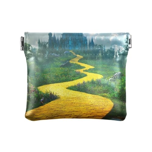 Winding Path Gelbe Münzgeldbörse, Leder, kleine Münztasche, Winding Path Yellow, 4.33x3.74In, Winding Path Yellow von Joitme